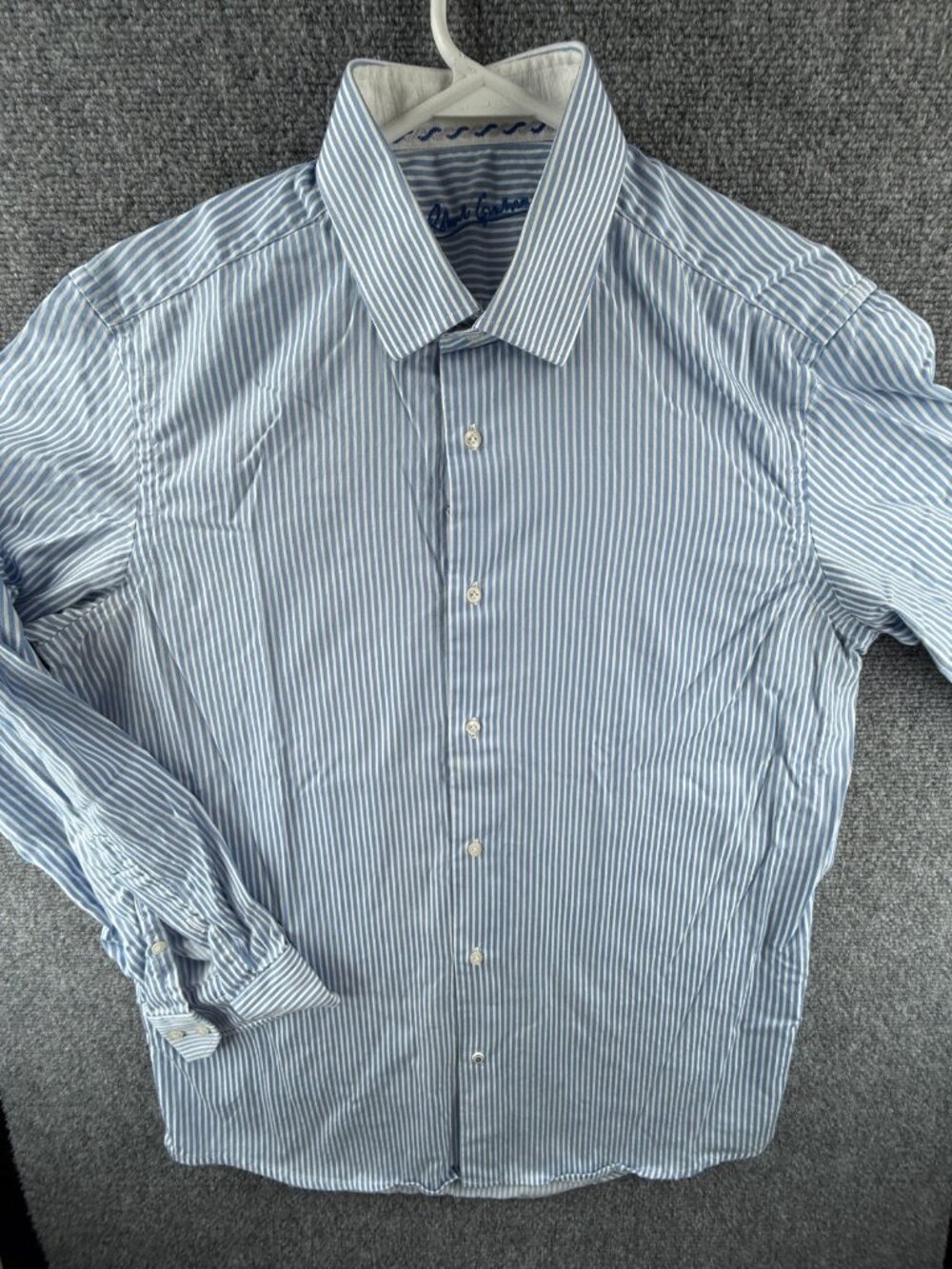 Robert Graham Blue Striped Medium Cotton Long Sleeve Button Up Shirt Men Spread